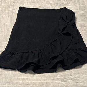 Pink Lily Black Ruffle Mini Skirt
